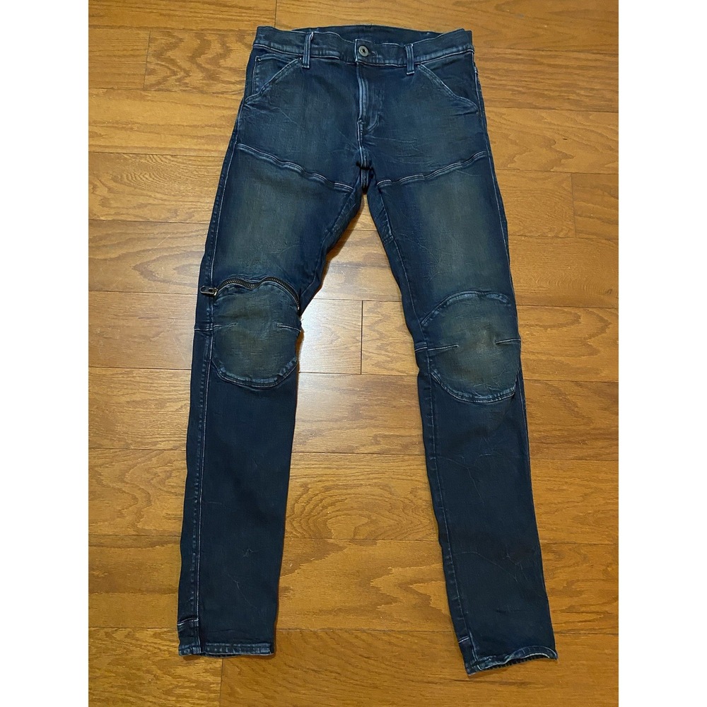 G Star Raw 5620 3D Zip Knee Skinny Jeans Mens 33x32 (32x32) Blue Stretch Denim